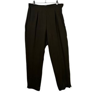 Josephine Chaus Silk Vintage Dress Pants Side Button‎ Zip Olive Green Size 8P